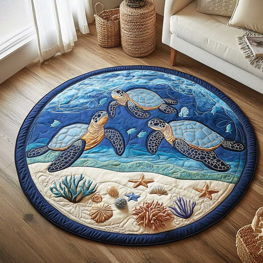 Serene Turtle WN1403013CL Quilted Round Mat