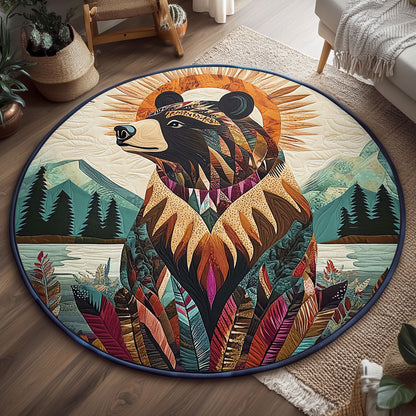 Tribal Bear Totem WJ2406036CL Quilted Round Mat
