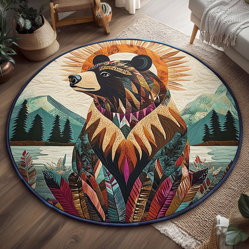 Tribal Bear Totem WJ2406036CL Quilted Round Mat