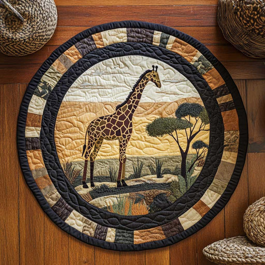Golden African Giraffe WN0304046CL Quilted Round Mat