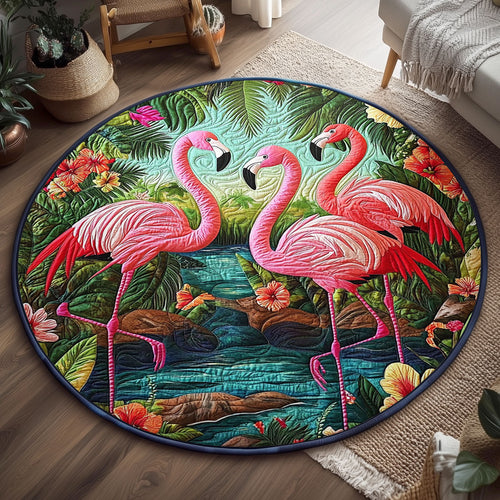 Tropical Flamingo WJ0404046CL Quilted Round Mat