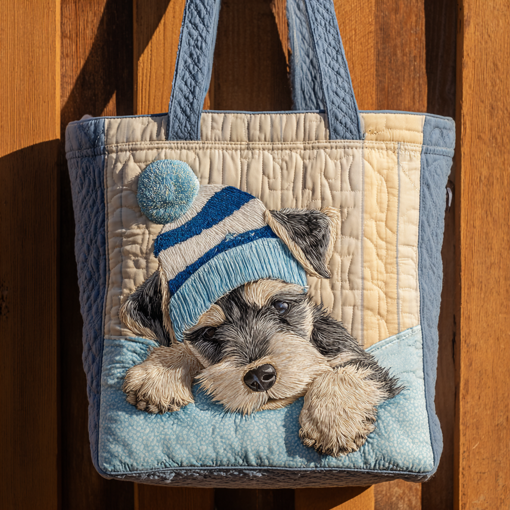 Sleeping Schnauzer XR0212048CL Quilted Tote Bag