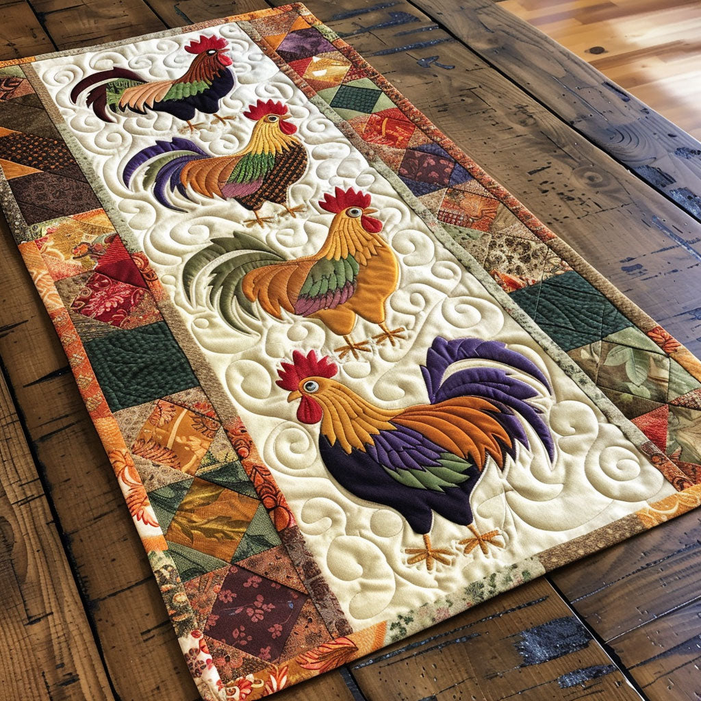 Vintage Rooster CP2105020CL Quilted Table Runner