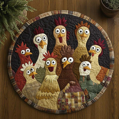 Dancing Funny Chicken WN2103077CL Quilted Round Mat