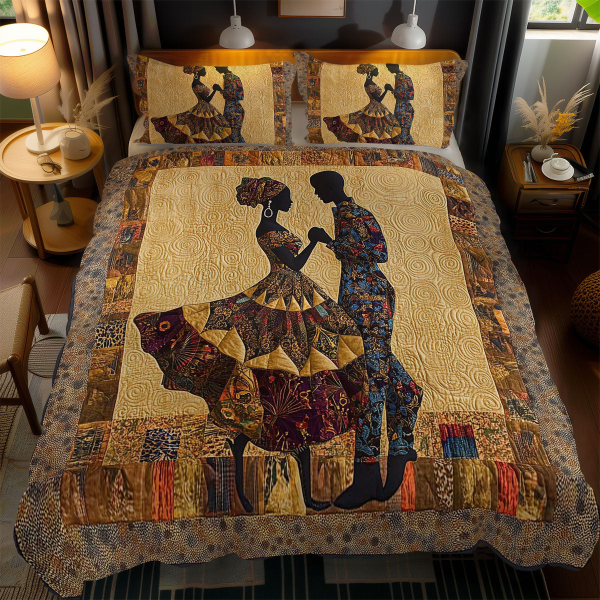 Golden African Couple WN0703086CL Duvet Cover Set