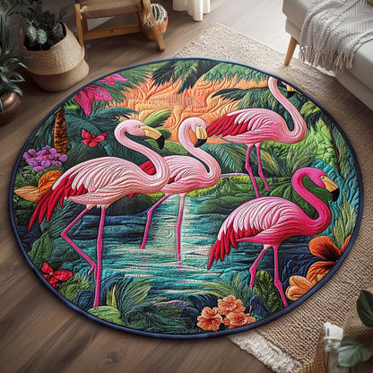 Tropical Flamingo WJ1604053CL Quilted Round Mat