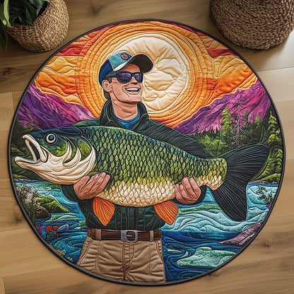 Fishing Man WJ0404039CL Quilted Round Mat