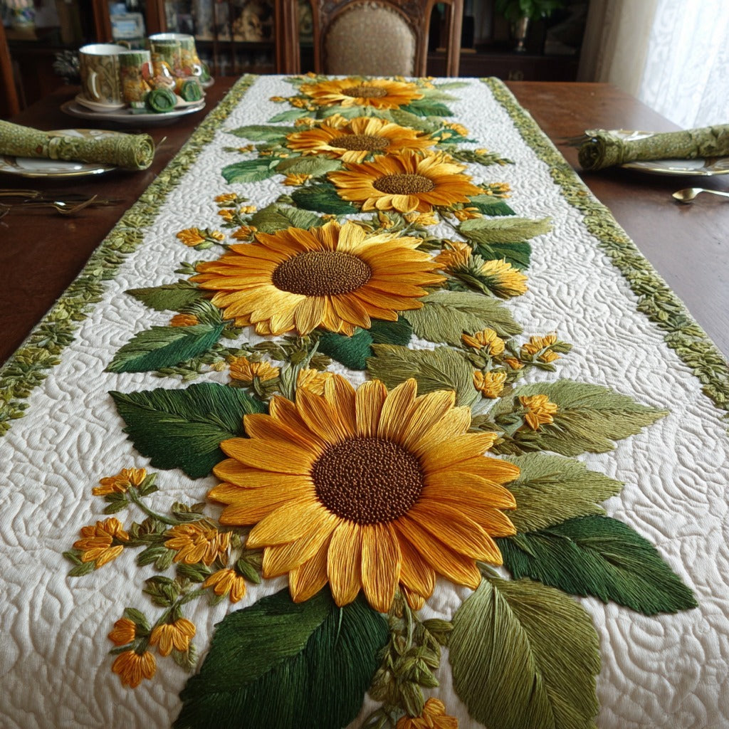 Sunflower Blooms XR1411013CL Quilted Table Runner