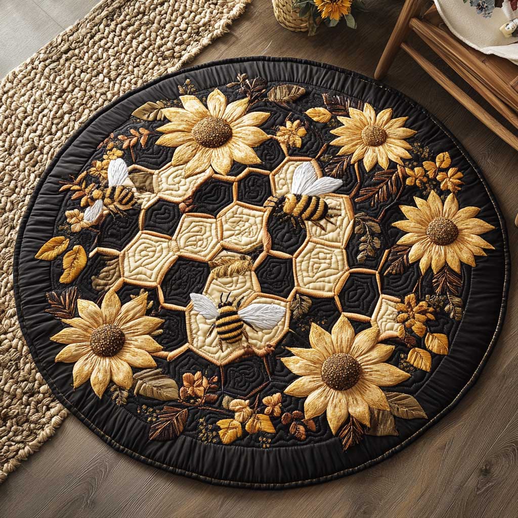 Golden Bees WN1903060CL Quilted Round Mat