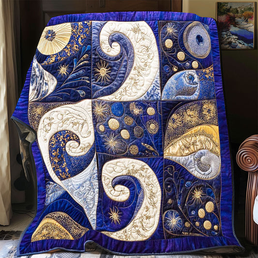 Navy Wave Patchwork WP1402023CL Quilt