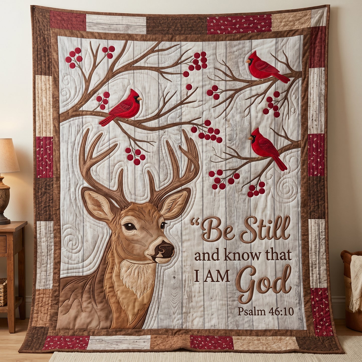 Be Still Deer And Cardinal XR2004016CL Quilt