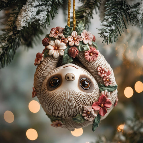Sloth Winter Bloom WN1112084CL Christmas Ornament