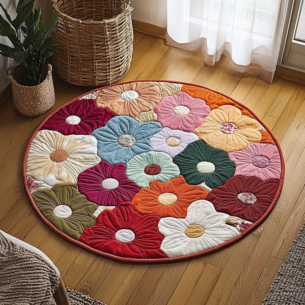 Blooming Flower QA0801026CL Quilted Round Mat