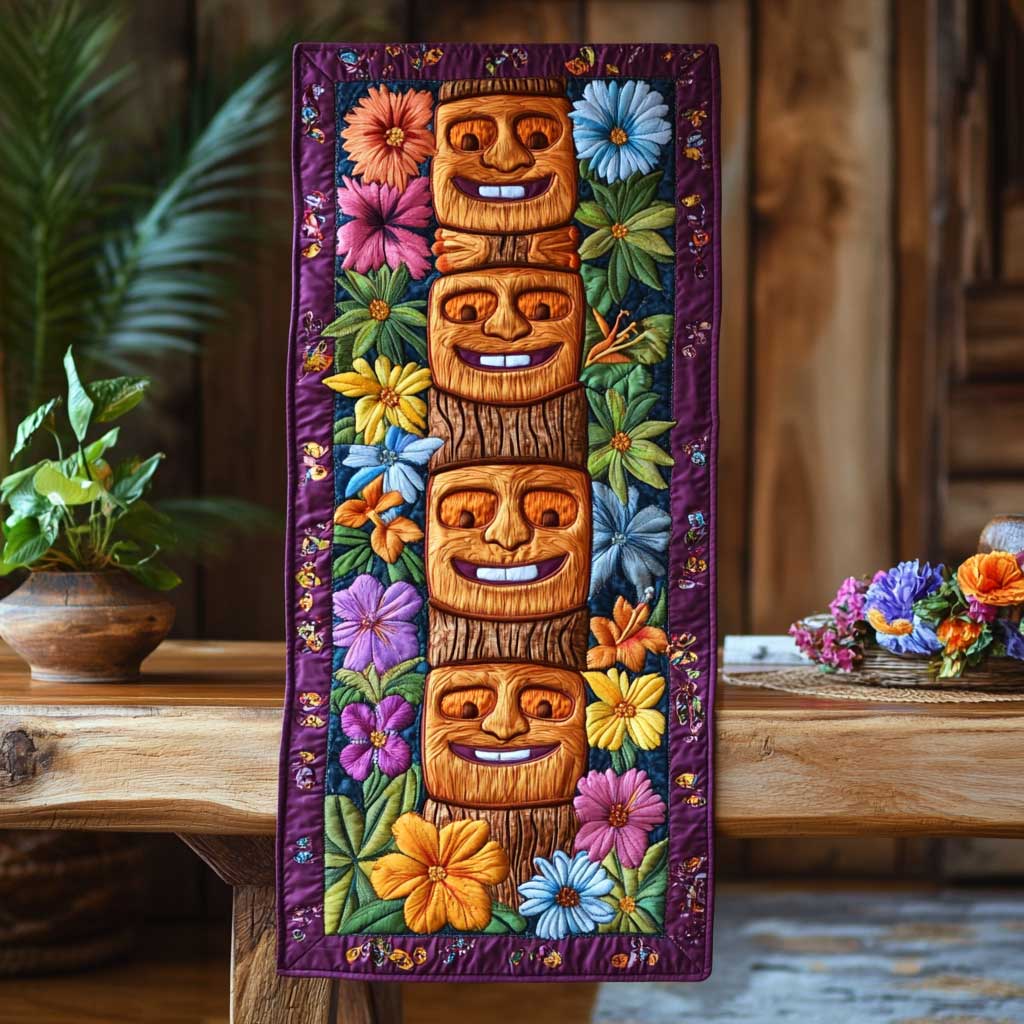 Tiki Mask Bloom WN1205095CL Quilted Table Runner