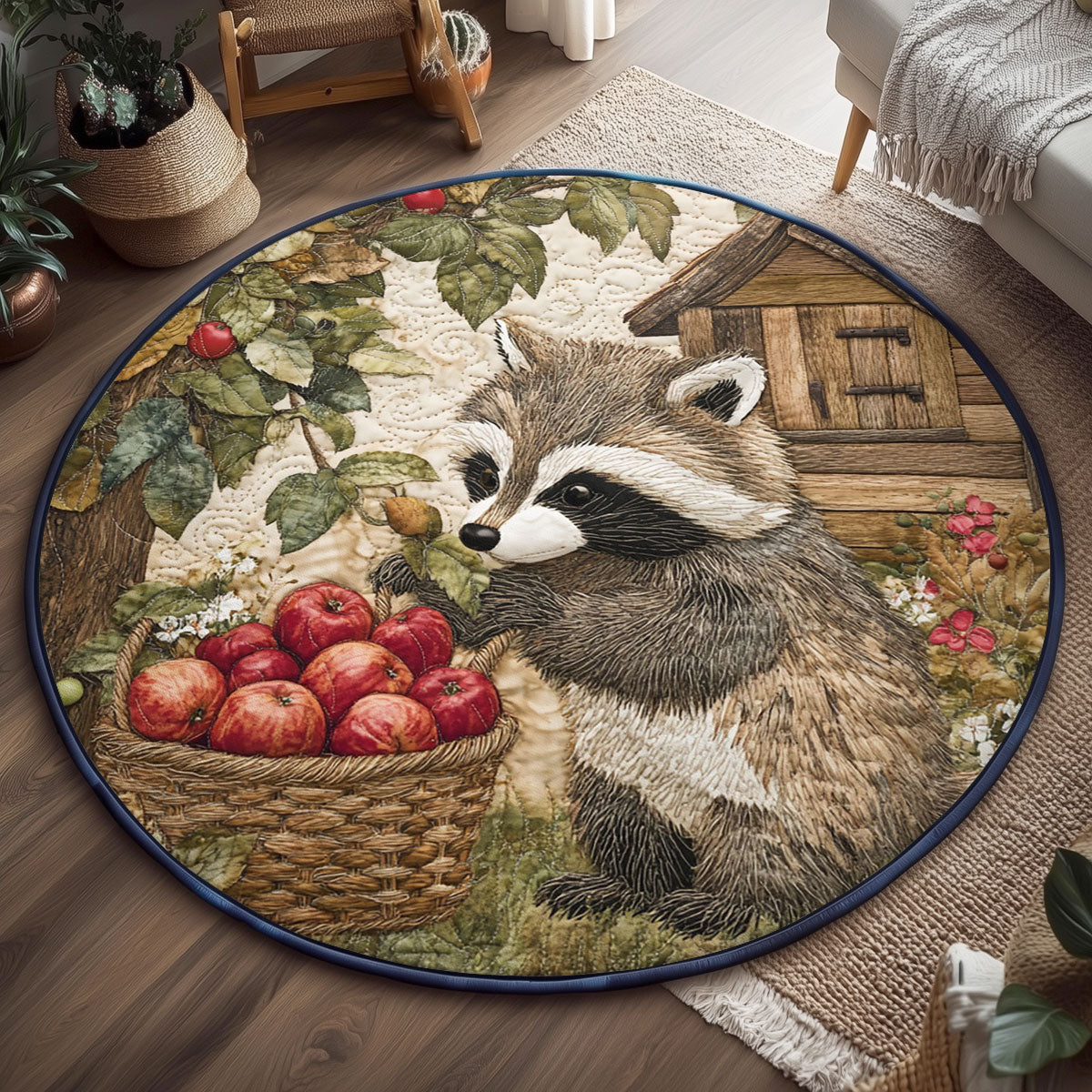 Red Apple Mischief WJ1406045CL Quilted Round Mat