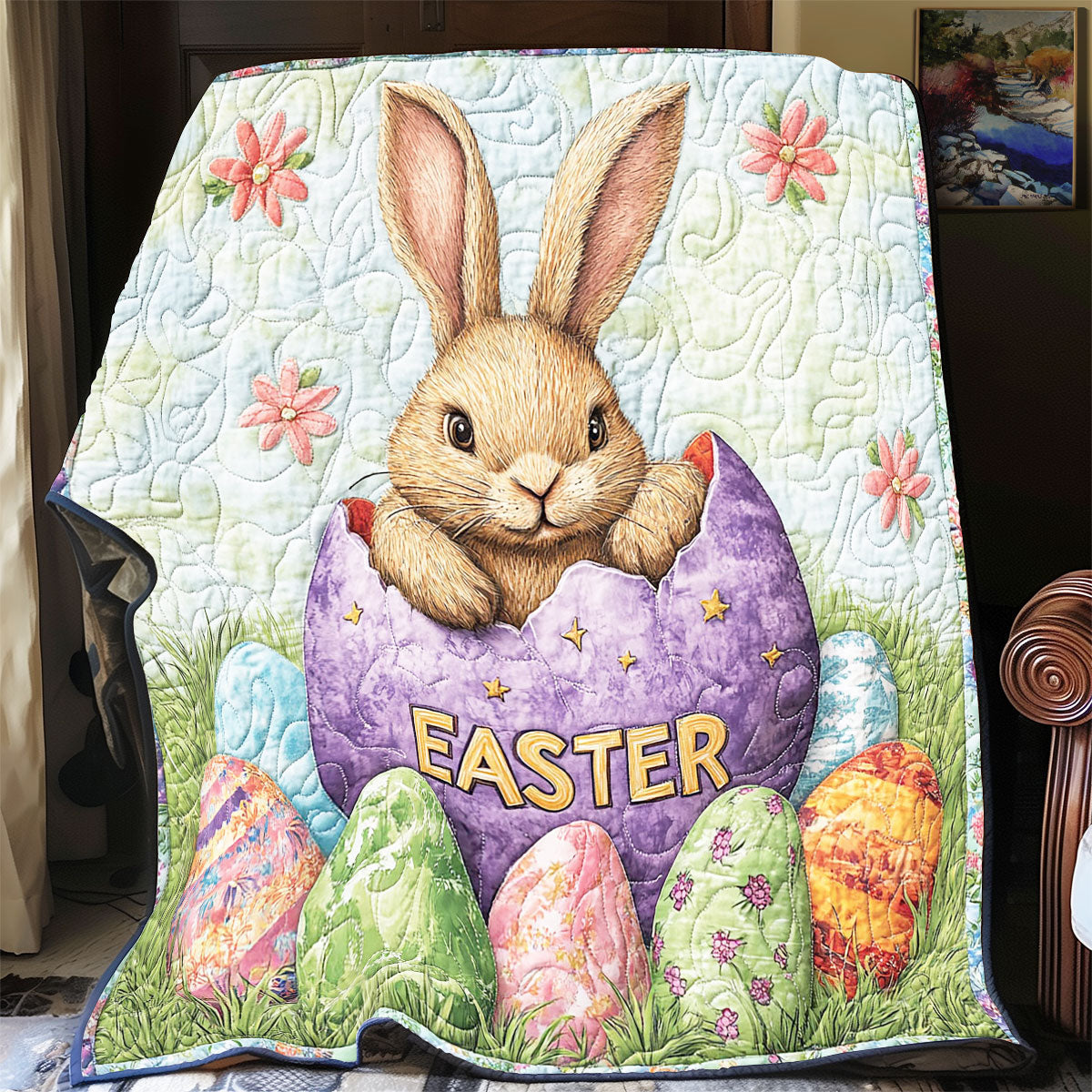 Easter Rabbit Welcome WP1003005CL Quilt