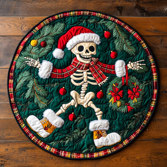 Skeleton Snow Jingle WN1107062CL Quilted Round Mat