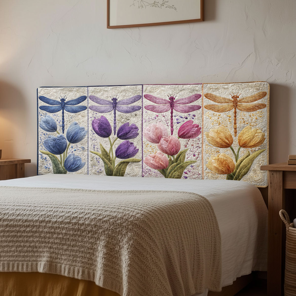Dragonfly Tulip Garden CW3012016CL Quilted Headboard Slipcover