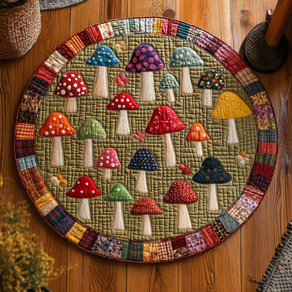Mushroom Wonderland WN0307127CL Quilted Round Mat