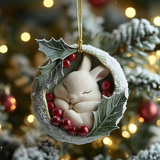 Rabbit Frosty Nap WN0812060CL Christmas Ornament