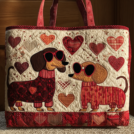 Dachshund Hearts XR0601001CL Quilted Tote Bag