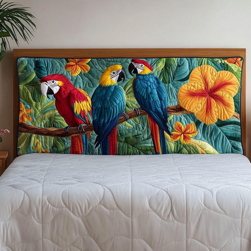 Colorful Tropical Parrot CW1812009CL Quilted Headboard Slipcover