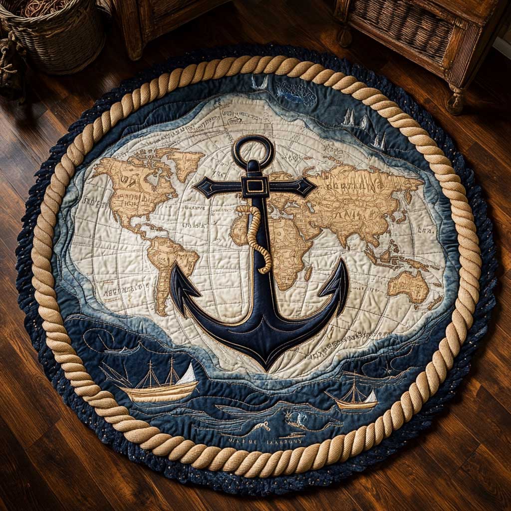 Sailor's Anchor WN0705049CL Quilted Round Mat