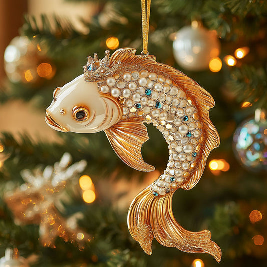 Gold Crystal Koi CW0912021CL Christmas Ornament