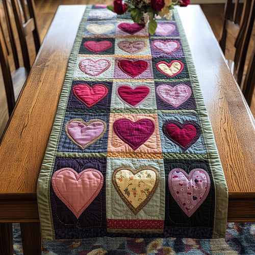 Patchwork Hearts CP1201043CL Quilted Table Runner