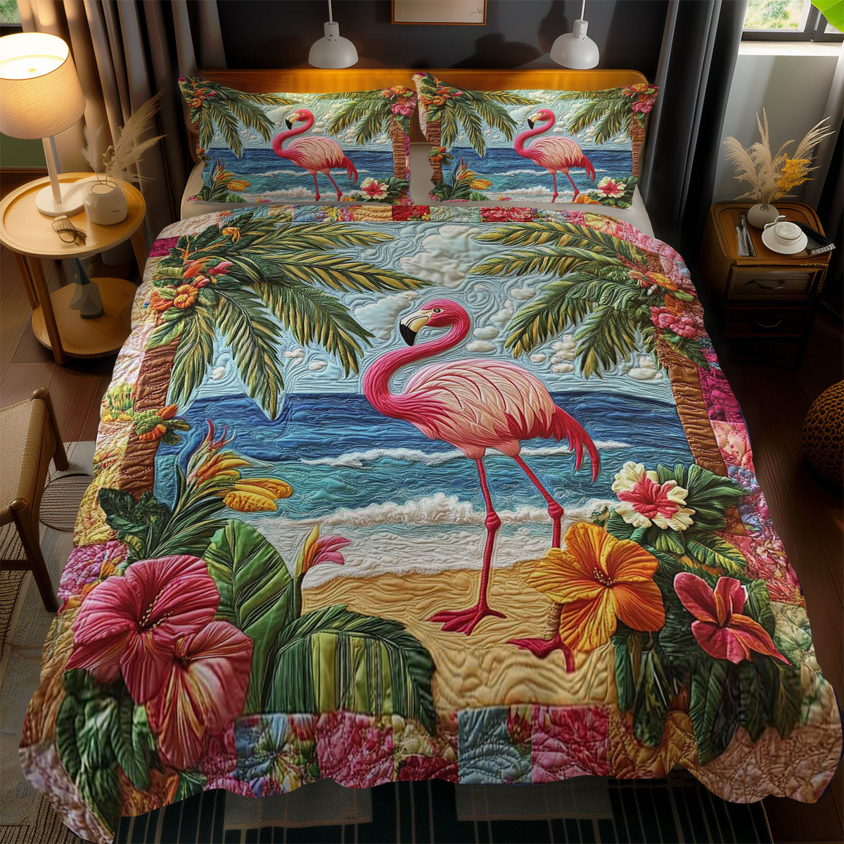 Caribbean Flamingo Beauty WN1003076CL Duvet Cover Set