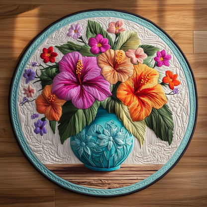 Hibiscus Lagoon Dream WN1906025CL Quilted Round Mat