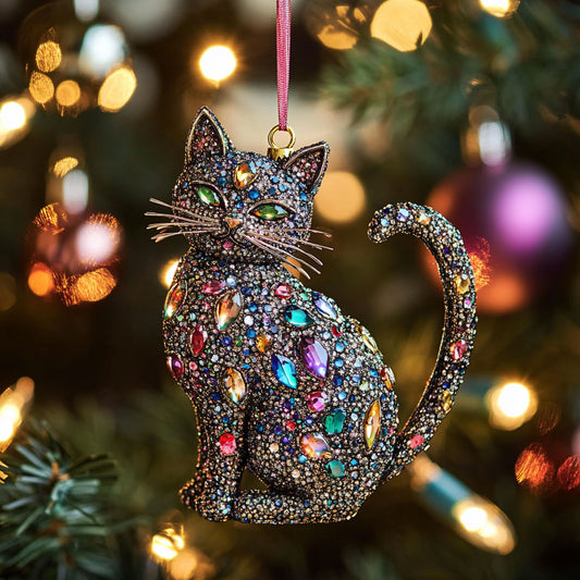 Cat Crystal Charm WN0812014CL Christmas Ornament
