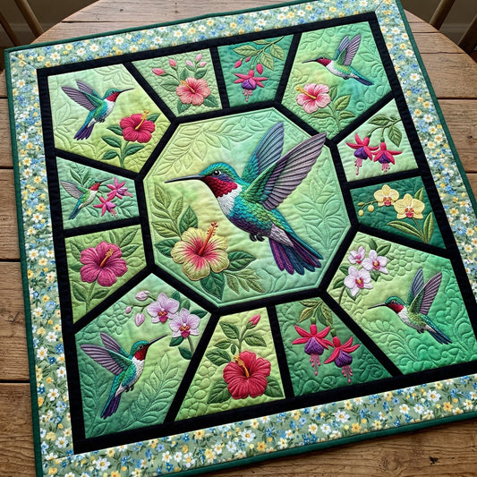 Meadow Hummingbird XR0204007CL Quilt Blanket