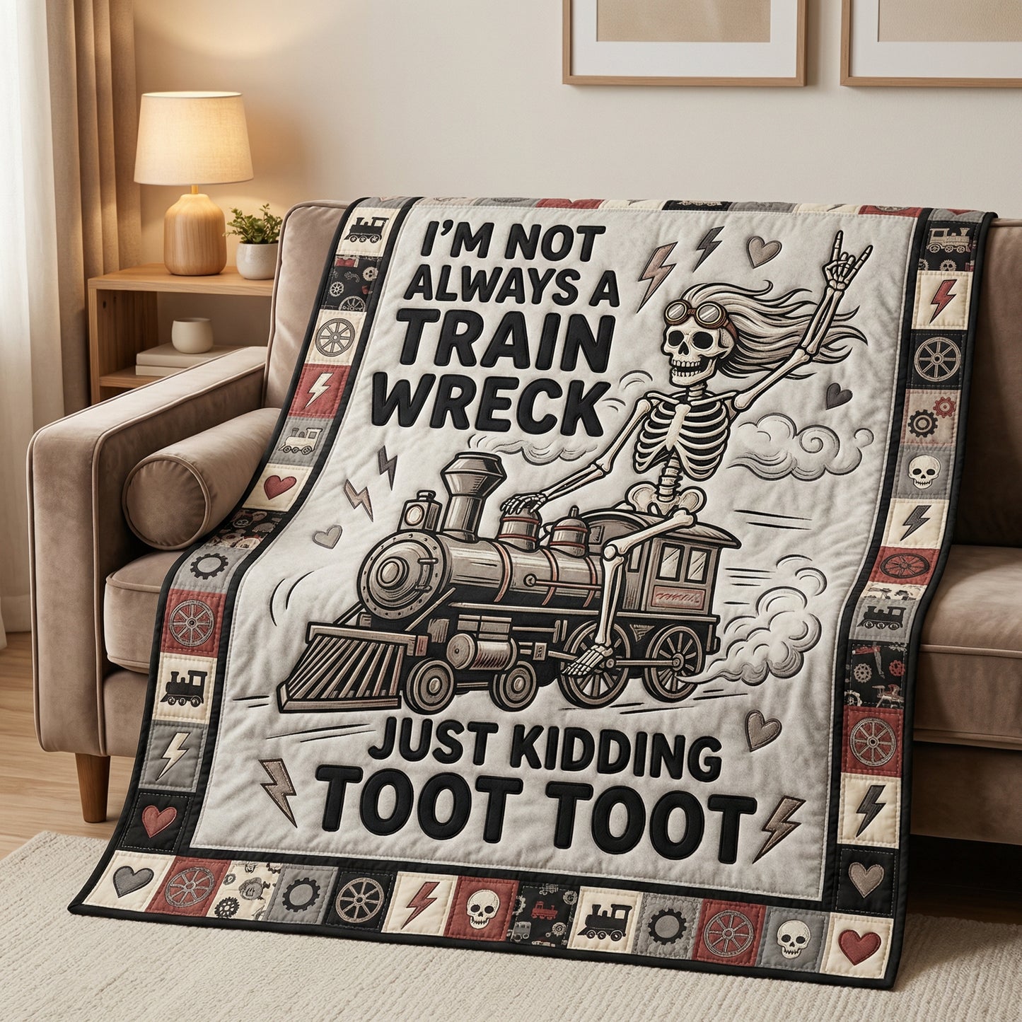 Funny Skeleton Train Wreck WN0604016CL Quilt