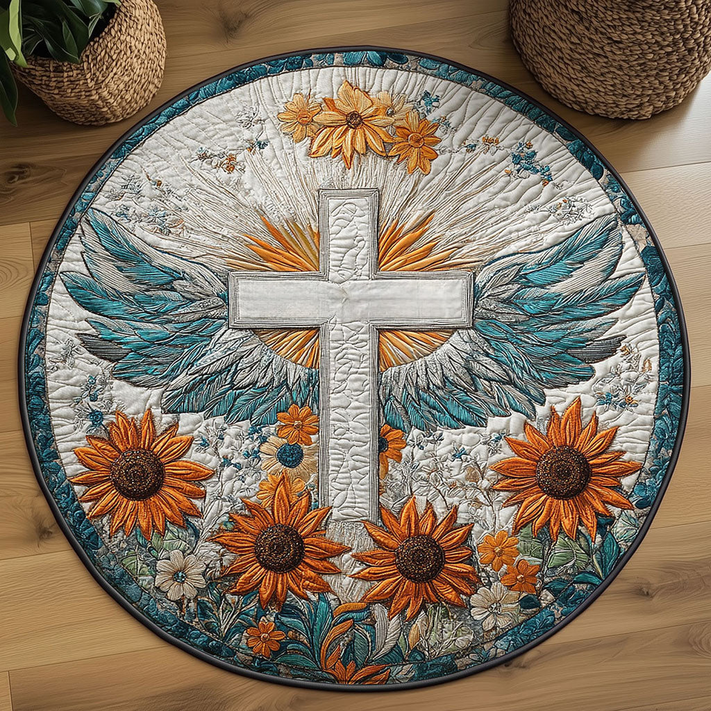 Blessing Cross WN2108006CL Quilted Round Mat