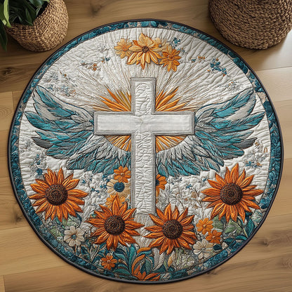 Blessing Cross WN2108006CL Quilted Round Mat