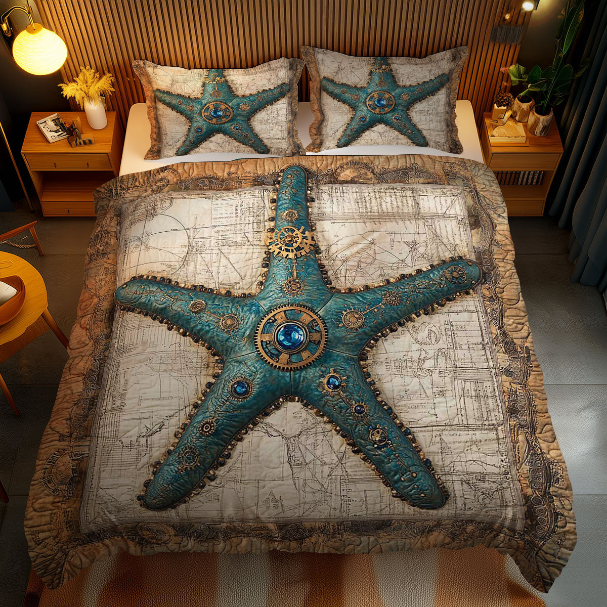 Nautical Steampunk Starfish WN0602083CL Duvet Cover Set