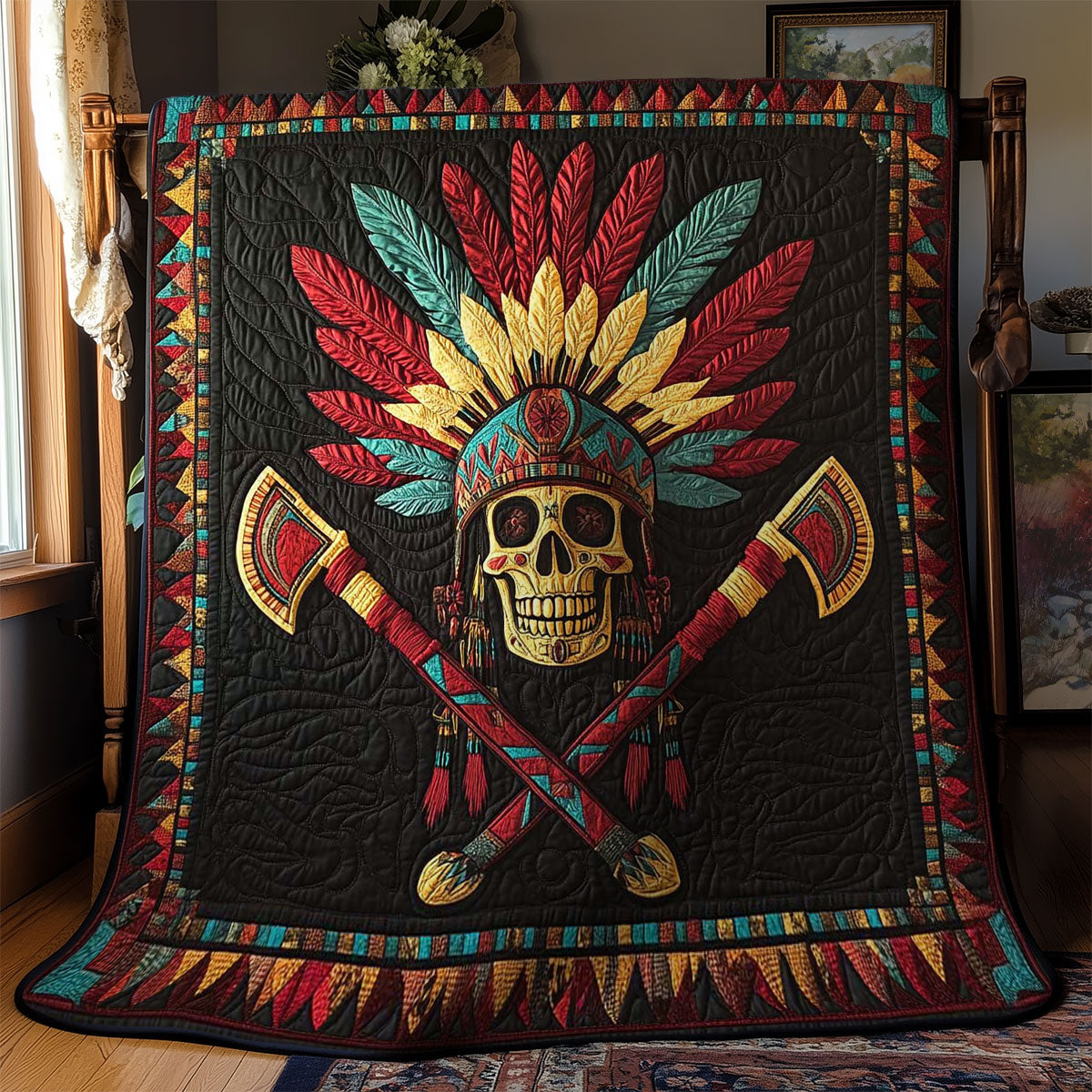 Feathered Skull Emblem WN2001028CL Quilt