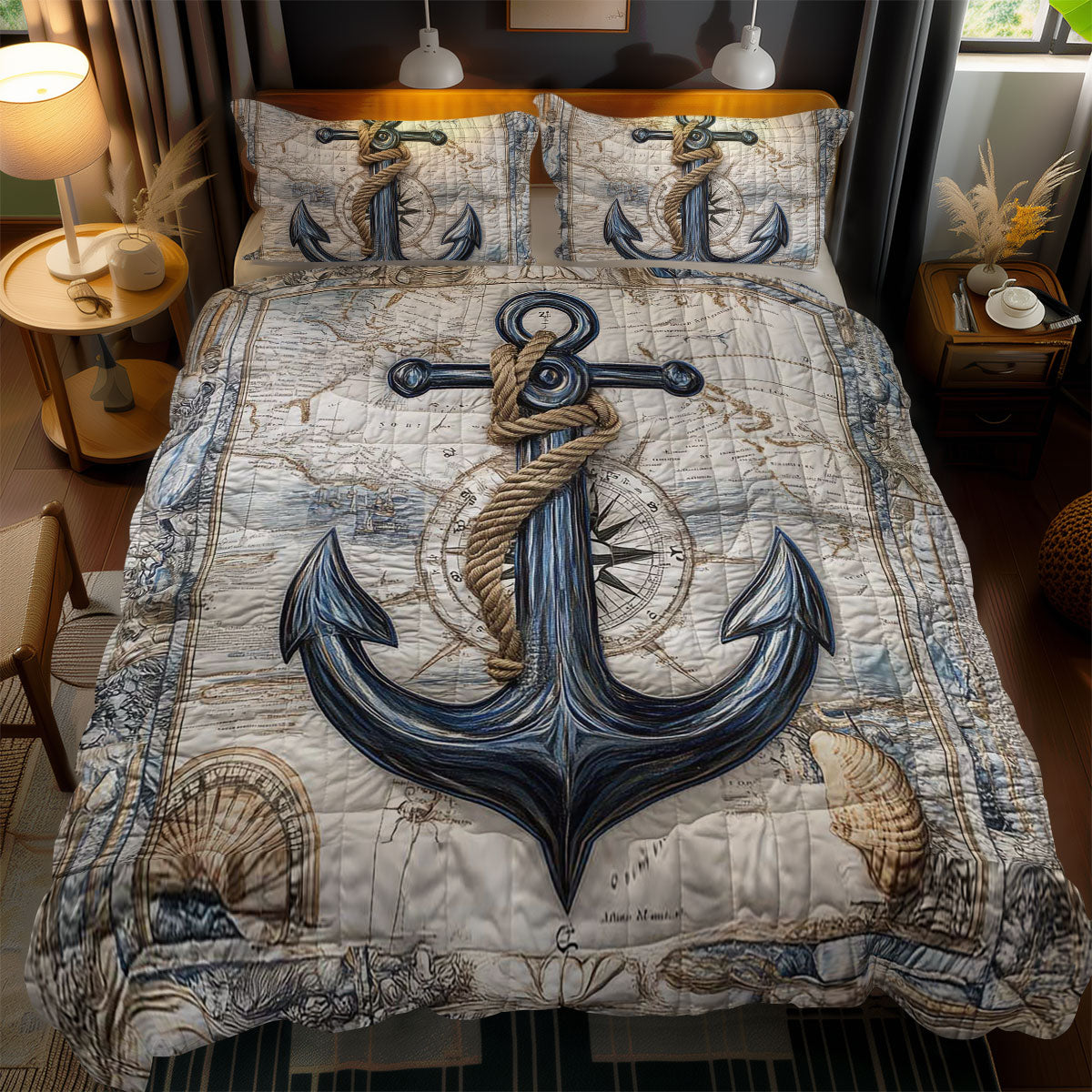 Compass Rose Anchor WN0602063CL Duvet Cover Set