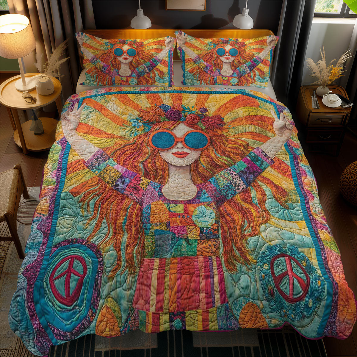 Free Spirit Hippie Girl WN1102057CL Duvet Cover Set