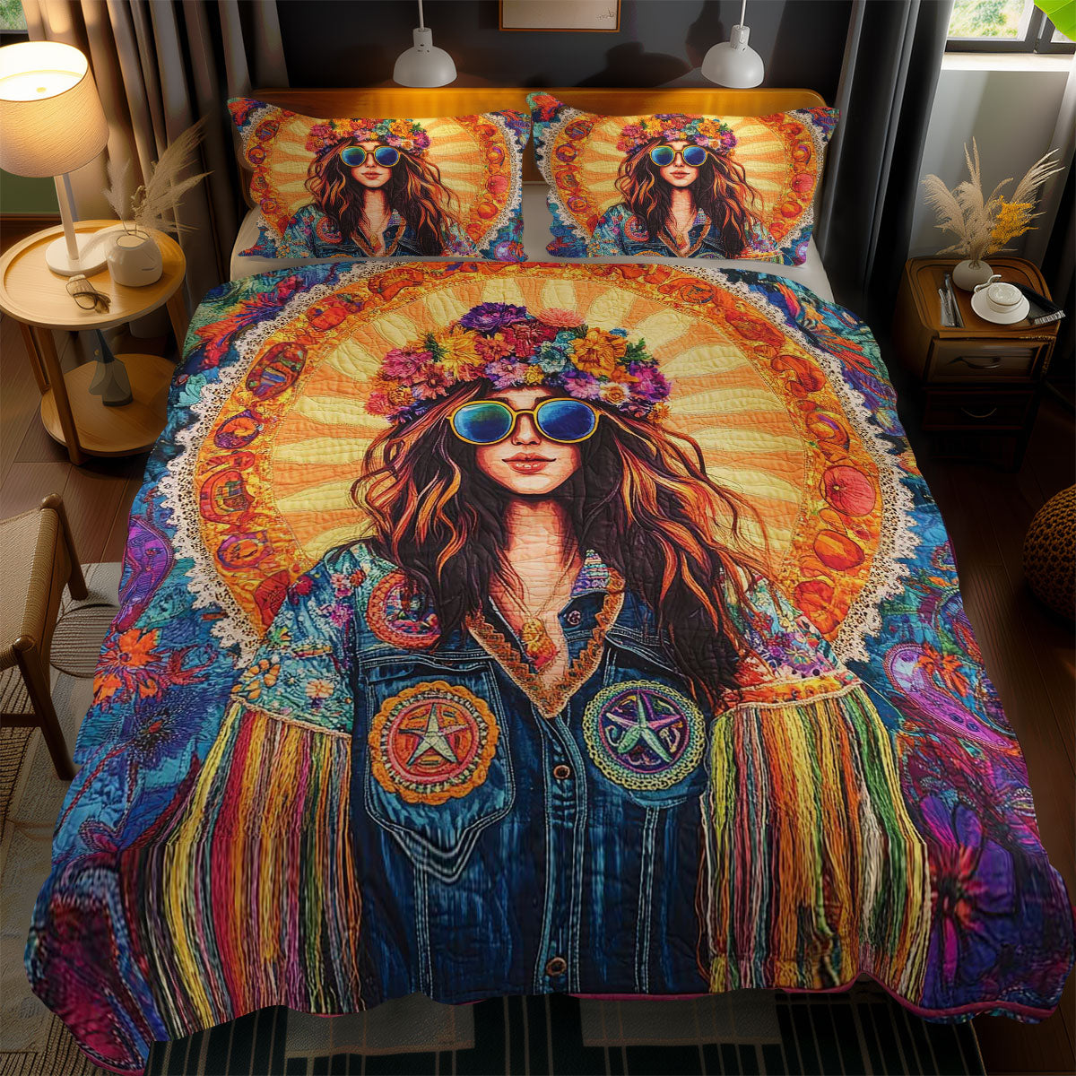 Groovy Hippie Girl WN1102061CL Duvet Cover Set