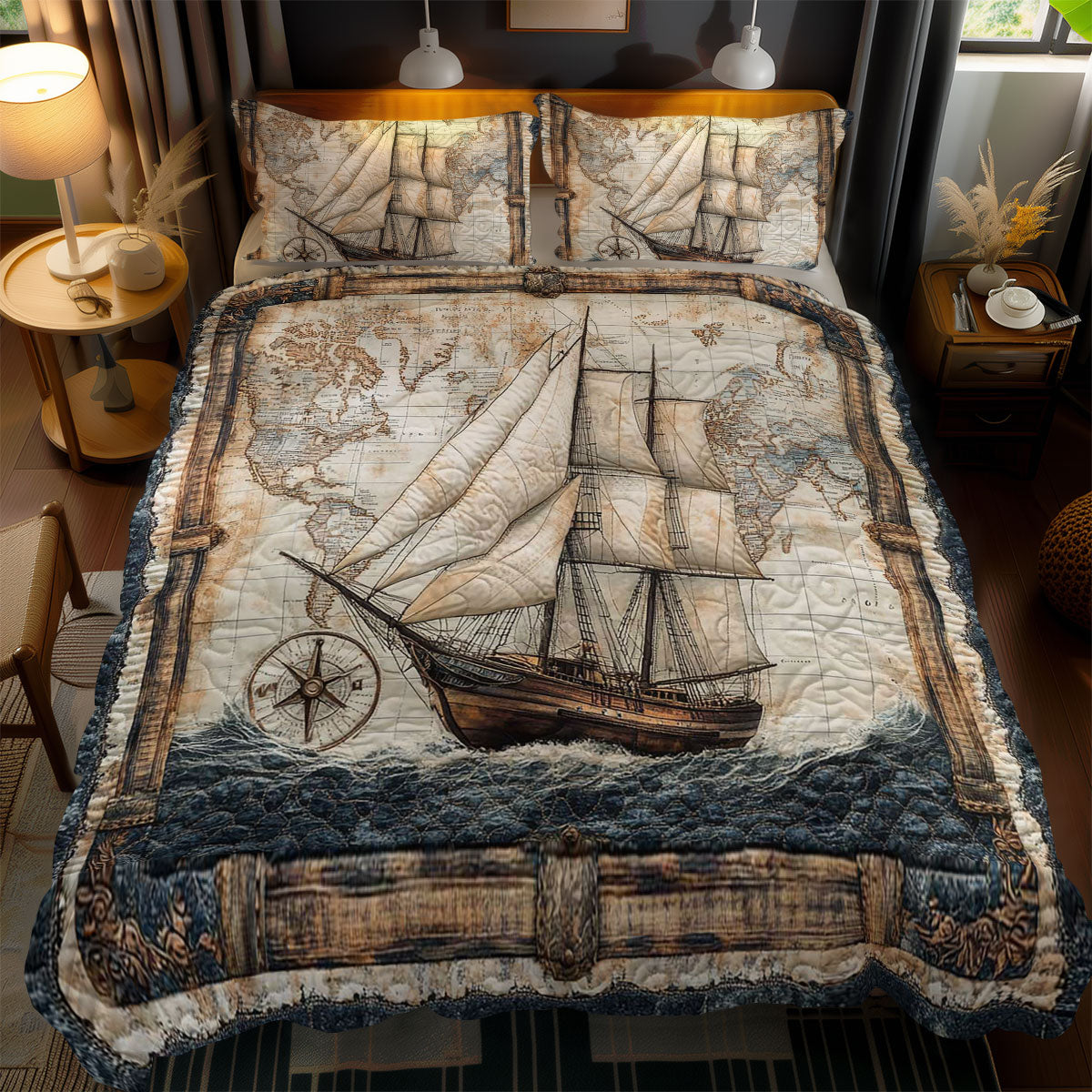 Voyager’s Sailboat WN0602103CL Duvet Cover Set