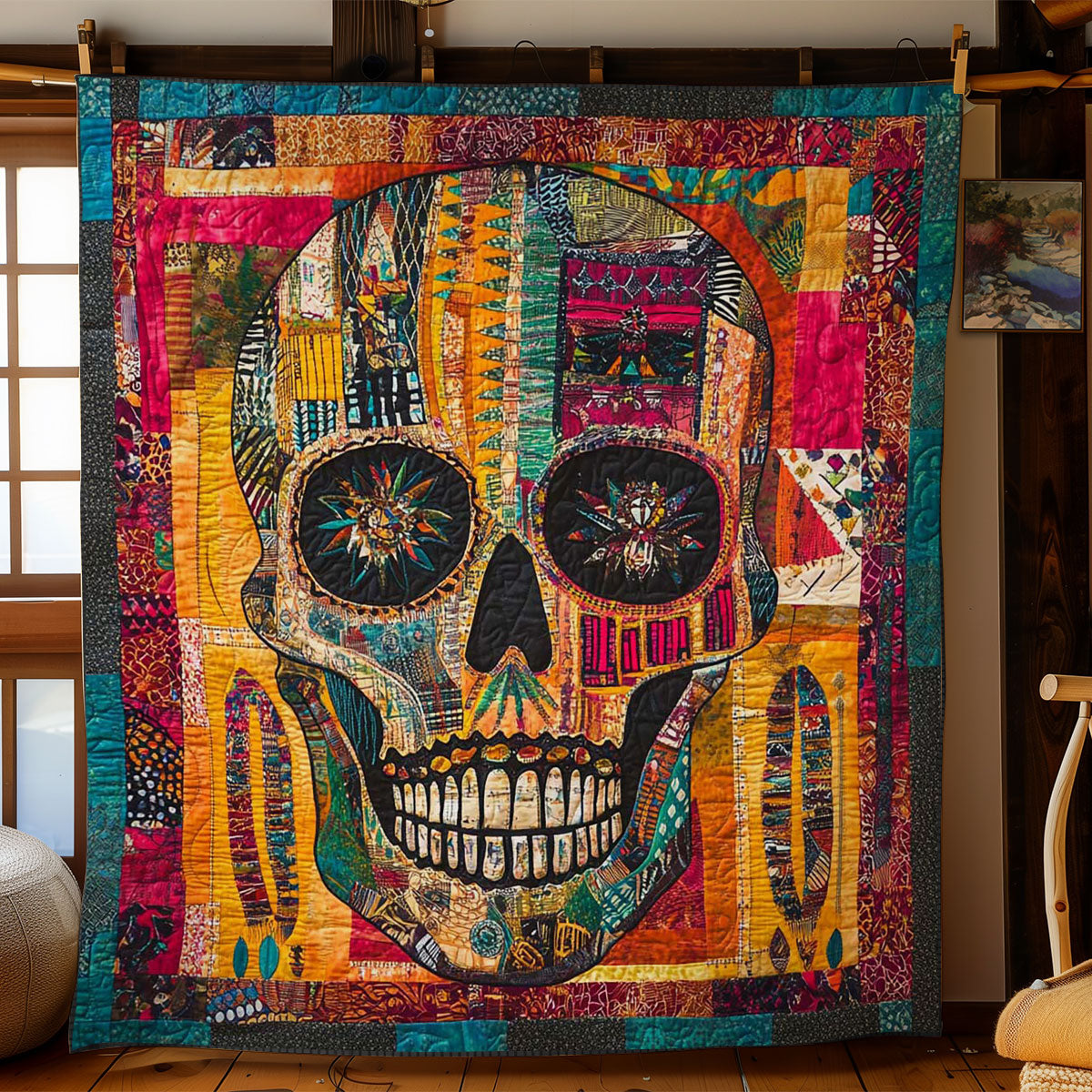 Dark African Skull WN2702008CL Quilt