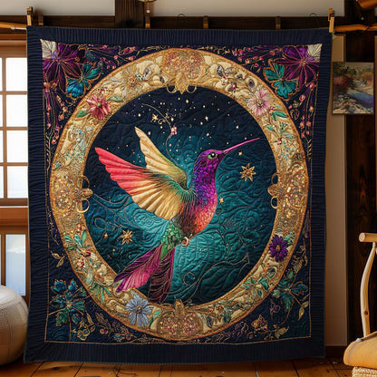 Golden Hummingbird Circle WN2001023CL Quilt