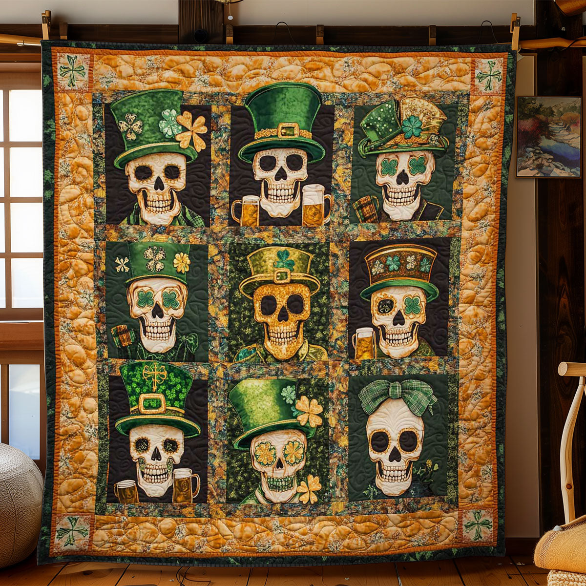 Shamrock Skull WN2702022CL Quilt