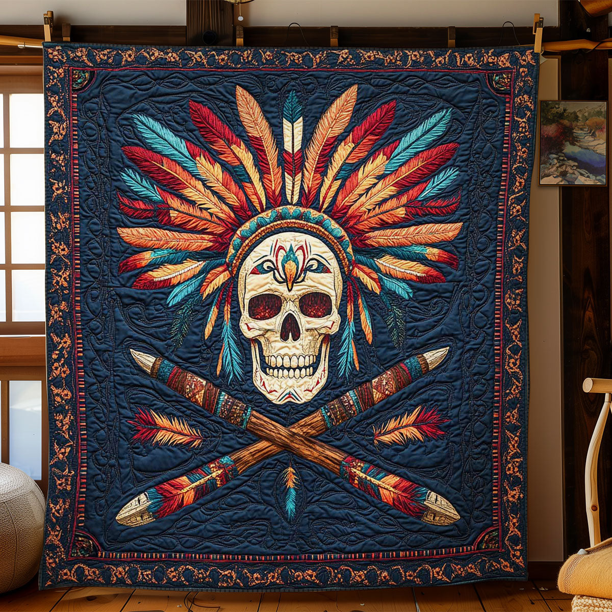 Tribal Skull Warrior WN2001031CL Quilt