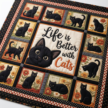Black Cat Life Is Better With Cats XR0204005CL Quilt Blanket