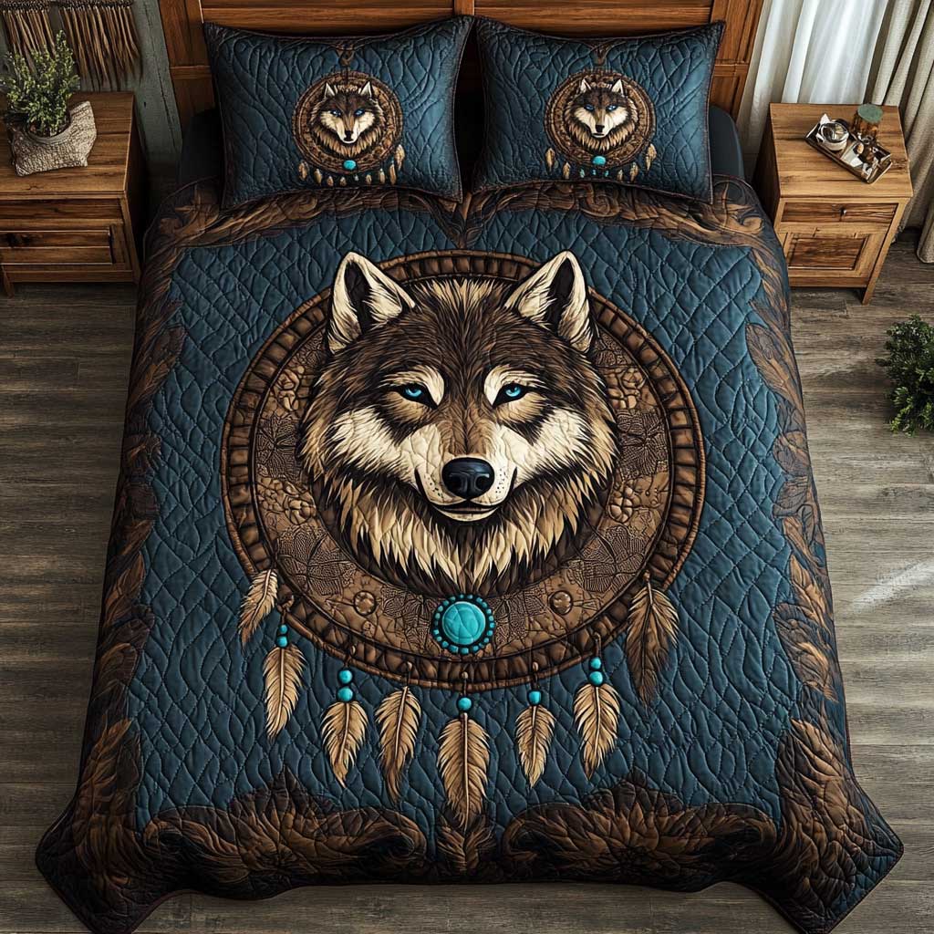 Navy Wolf Dreamcatcher WP2301025CL Duvet Cover Set