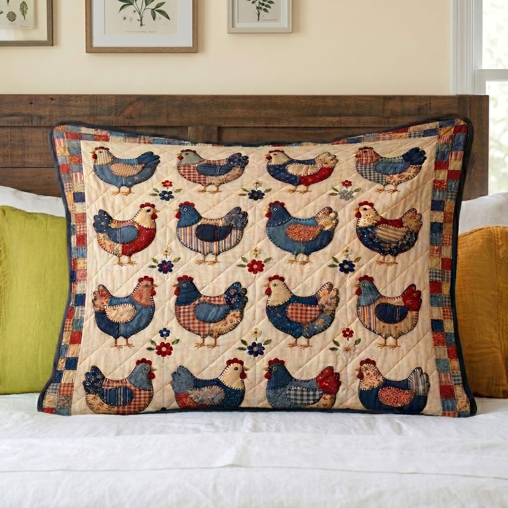 Rustic Farmhouse Chicken Patchwork WN1604006CL Quilted Bedding Pillow Case