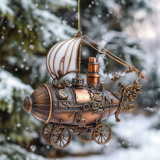 Steampunk Flying Carriage Brass Voyager WN0412054CL Christmas Ornament